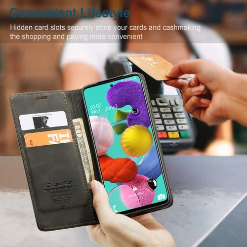 Vista 7 de Funda tipo cartera para Samsung Galaxy A51 4G, con soporte magnético, funda protectora de cuero estilo libro, duradera, a prueba de golpes
