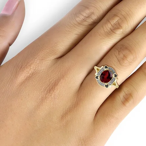 Vista 3 de JEWELEXCESS Anillo de 2,45 CTW granate y diamantes blancos de 120 quilates en oro de 14 quilates sobre plata