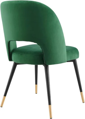 Vista 4 de Modway Rouse - Silla de comedor tapizada en terciopelo, 1 pieza - Esmeralda Esmeralda/Sólidos