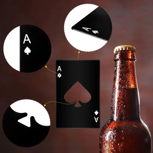 Vista 5 de Chumia Abridores de botellas de acero inoxidable para tarjetas de póquer, abrebotellas de cerveza Ace, para bodas, fiestas de cumpleaños, despedidas