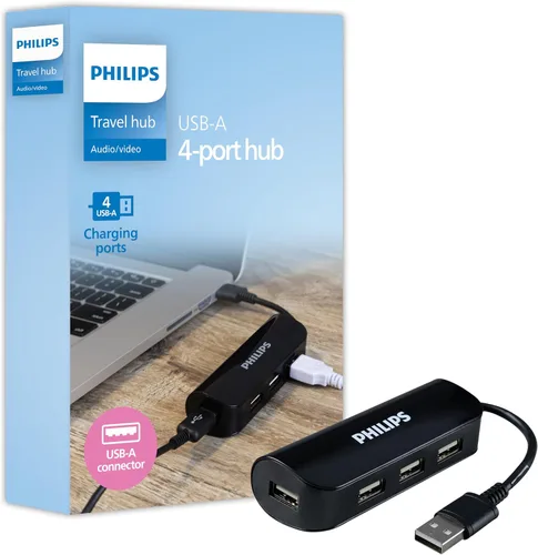 Vista 7 de Philips Concentrador multipuerto USB-C, con pantalla HDMI 4K, 10bps y 2 puertos de datos USB-A de 5 Gbps, entrega de energía de 100 vatios, conector