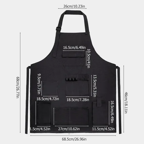 Vista 3 de boshiho Delantal de pintura para adultos, hebilla ajustable, delantal de peluquero con bolsillos para mujeres/hombres/unisex, delantal de trabajo