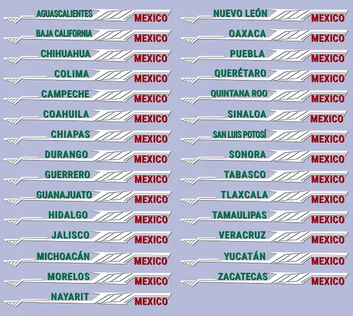 Vista 3 de Pegatinas de vinilo para tu camión de Aguascalientes México, calcomanías de diseño moderno de Estados mexicanos (15 pulgadas, Aguascalientes)