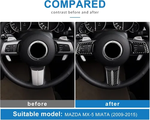 Vista 3 de Fibra de carbono, para Mazda, marco de botón de volante, decoración para Mazda MX-5, Miata, MX5, 2006, 2007, 2008, 2009, 2010, 2011, 2012, 2013