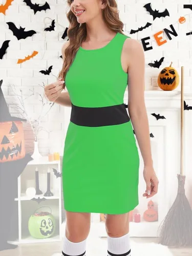 Vista 5 de Disfraz de Halloween para mujer, sin mangas, vestido de dibujos animados