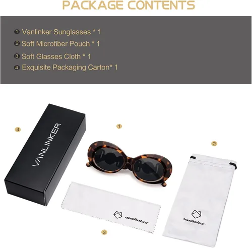 Vista 5 de VANLINKER Gafas de sol polarizadas redondas de moda para mujer Jackie O Bold Chic Oval Clout Gafas de sol VL9687