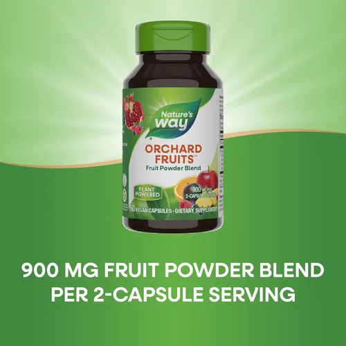 Vista 3 de Nature's Way Frutas de huerto, mezcla de polvo de frutas, contiene 12 frutas diferentes, 900 mg por porción de 2 cápsulas, 60 cápsulas