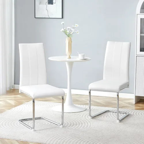 Vista 14 de Juego de 2 sillas de comedor, sillas de comedor tapizadas con respaldo alto negro con patas de metal cromado, sillas laterales de cocina modernas