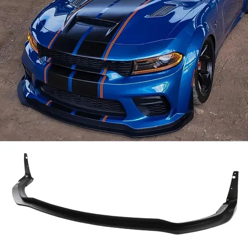 Vista 8 de Divisor de labio delantero para Dodge Charger SRT Hellcat Scat Widebody Impresión de fibra de carbono.