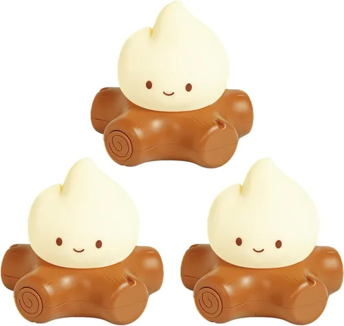 Vista 16 de WANIDEA Chibi Flame - Juego de 2 lámparas de noche, estilo anime, adorables y acogedoras, retro, recargable, para decoración, accesorios de Amarillo