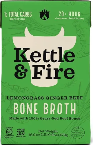 Vista 27 de Kettle and Fire Classic - Caldo de hueso de ternera, aprobado por Keto, Paleo, y Whole 30, sin gluten, alto en proteínas y colágeno, paquete de 4