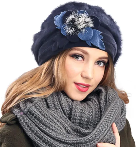 Vista 35 de VECRY - Gorro 100% de lana para mujer, boina de fieltro tipo campana, gorro de vestir para invierno