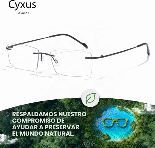 Vista 4 de Cyxus Pure Titanium Rimless Blue Light Glasses for Men, Computer Eyewear Negro