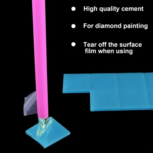 Vista 3 de FEBSNOW Juego de herramientas de cera de pintura de arcilla para bordado de diamantes DIY (Azul 60 piezas) Diamond Art Wax Pads, Blue Color Putty