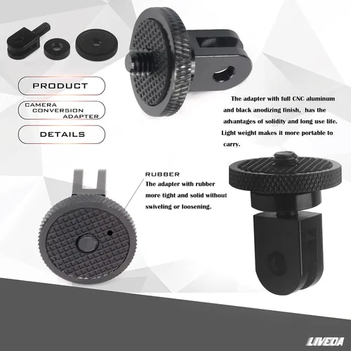 Vista 2 de Niewalda Adaptador de montaje de trípode de cámara de aluminio, 2 adaptadores de conversión ¼-20 para trípode, adecuado para GoPro