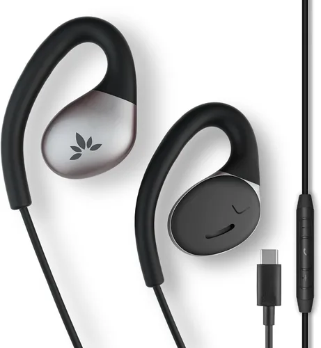 Vista 12 de Avantree Resolve (Tamaños Pequeño y Grande) – Pack de 2 Auriculares de botón con cable de oído abierto con micrófono en línea, ajuste cómodo