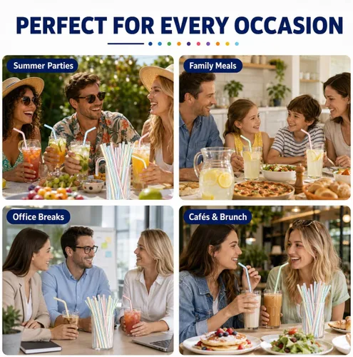 Vista 5 de Paquete de 600 pajitas de plástico flexibles de 8 pulgadas, pajitas desechables flexibles para beber 600 Count Value Pack, Flexible Bendy Straws