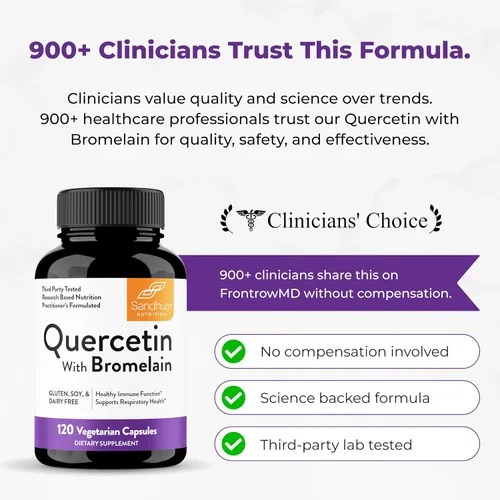 Vista 6 de Sandhu - Suplemento de quercetina con bromelina, complejo de quercetina y bioflavonoides para el refuerzo inmunitario y la salud respiratoria, 1,000