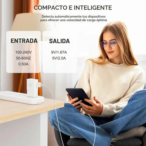 Vista 7 de Samsung Adaptador de carga rápida adaptable Bloque de carga rápida Cargador de pared Enchufe para Samsung Galaxy Blanco
