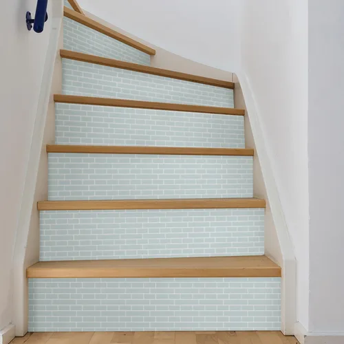Vista 5 de In Home NH2361 - Azulejos de vidrio Marino adhesivos con protector para salpicaduras, Azul