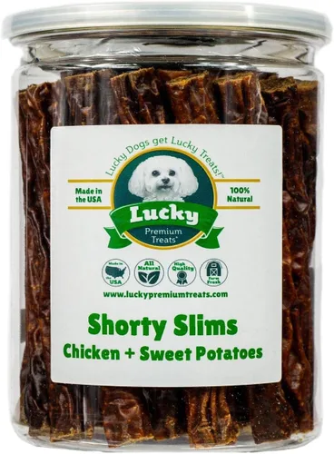 Vista 10 de Lucky Premium Treats Lucky Shorty Slims - Golosinas para perros de carne de res y palitos crujientes para masticar con carne de res real para perros