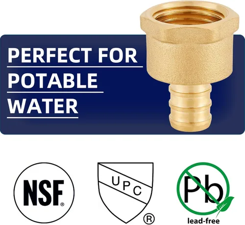 Vista 3 de Accesorios Pex de latón sin plomo de 1/2 pulgada, adaptador hembra de 1/2 Pex, adaptador roscado hembra PEX 1/2 "x 1/2" NPT hembra, 1/2 pulgada Pex
