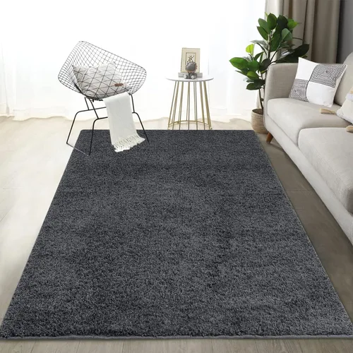 Vista 24 de Fashionwu Alfombra grande esponjosa de 5 x 8 pies, alfombra de felpa para sala de estar, guardería, antideslizante, alfombra mullida para decoración