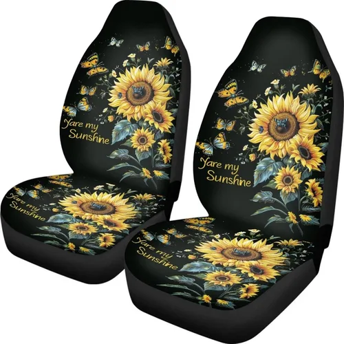 Vista 9 de INSTANTARTS Fundas de asiento de coche con diseño de dalia estética, solo para asientos delanteros, protector de asiento de vehículo, 2 unids/set