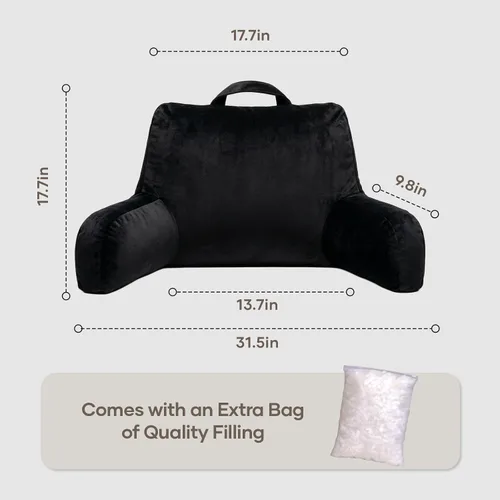 Vista 6 de NOONTIDE Almohada de lectura para adultos sentados en la cama: almohada de espalda extragrande de 32 pulgadas con rollo de cuello desmontable