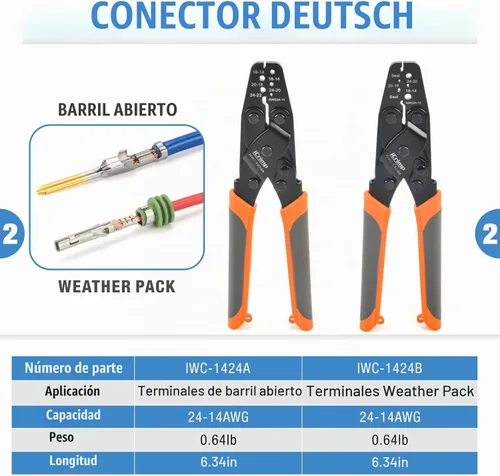 Vista 3 de iCrimp Deutsch - Kit de herramientas de crimpado de terminales de cierre y barril abierto, herramienta de extracción de Deutsch para conectores