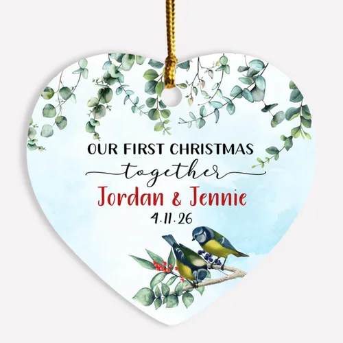 Vista 13 de Adorno de decoración de pareja juntos Navidad 2025, Adorno personalizado de nuestra primera Navidad juntos, regalo para citas, aniversario, pareja