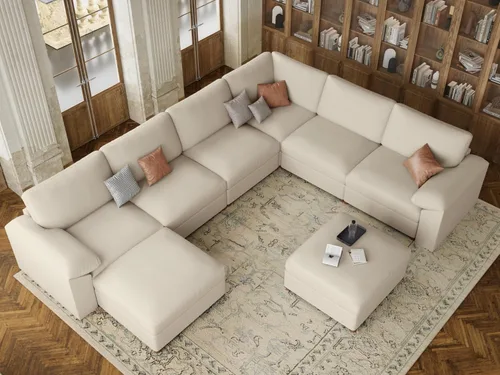 Vista 16 de EASE MOOSE Sofá modular seccional, sofá en forma de U para sala de estar Beige