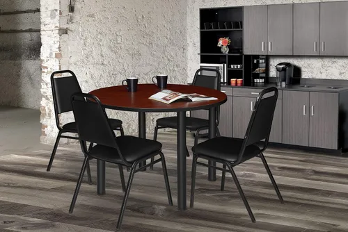 Vista 2 de Regency Silla apilable acolchada para restaurante – Silla de café y comedor tapizada de vinilo duradero con marco de metal para almuerzos