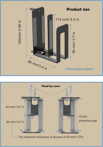 Vista 2 de Soporte de pared multifuncional para portátil y teclado, soporte de caja de cable para router/módem/caja de TV/tableta/libro electrónico/teléfono