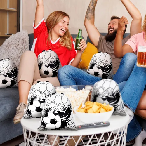 Vista 7 de Xuhal 24 bolsas con cordón de fútbol, recuerdos de fiesta de fútbol, bolsas de regalo de golosinas, mochila deportiva con cordón para pelota