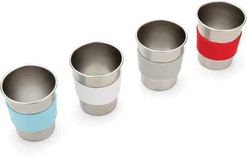 Vista 12 de Red Rover Vasos coloridos de acero inoxidable para niños con fundas de silicona, juego de 4, 10 onzas, multicolor