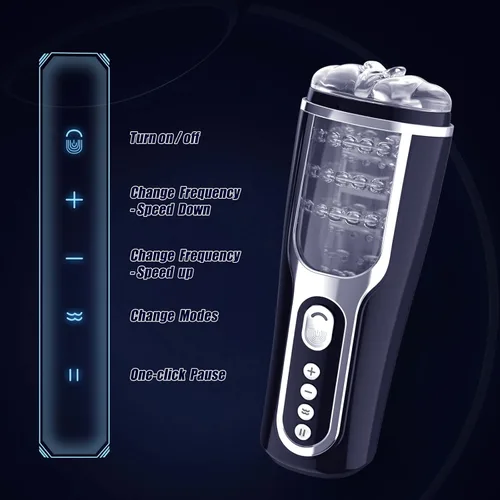 Vista 4 de Masturbador masculino automático con 5 modos de empuje y vibración para estimulación del pene, juguete eléctrico de bolsillo para adultos con vagina