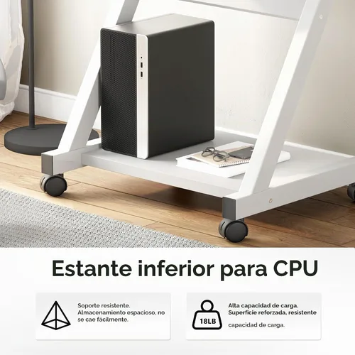Vista 6 de sogesfurniture Carrito de escritorio portátil compacto para computadoras Blanco