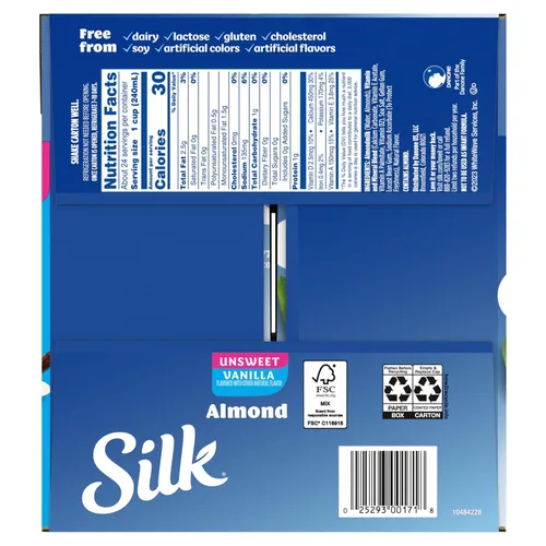 Vista 22 de Silk - Leche de almendras de larga duración, sin endulzar, sin lácteos, vegano, verificado por el Proyecto Non-GMO, 1 cuarto, paquete de 6