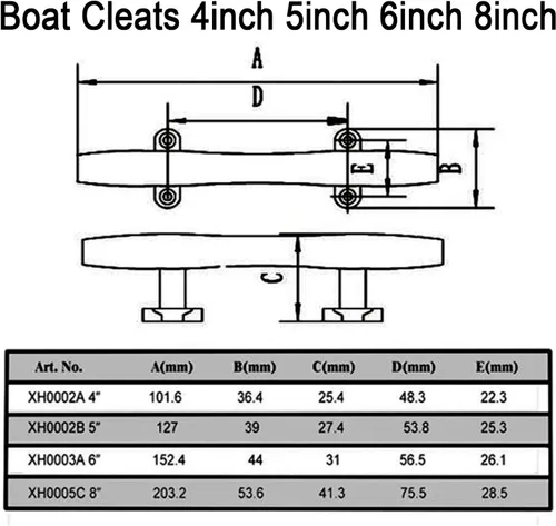 Vista 2 de Boat Cleats 4 inch/5 inch/6 inch/8 inch Marine Dock Cleats Stainless Steel Boat Rope Cleat with Fasteners for Marine, Deck, Nautical Décor plateado