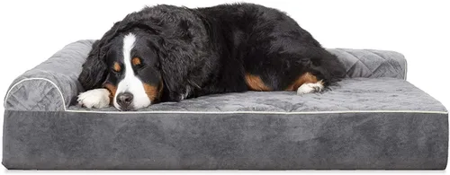 Vista 51 de Furhaven Cama de espuma viscoelástica para perros grandes con refuerzos extraíbles y funda lavable, para perros de hasta 95 libras - Sofá de Gris