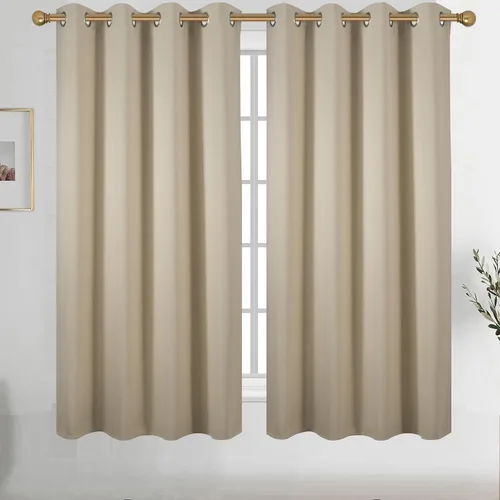 Vista 84 de Diraysid Cortinas opacas beige con ojales para dormitorio, con aislamiento térmico, cortinas de oscurecimiento de habitación, 38 x 54 pulgadas, 2