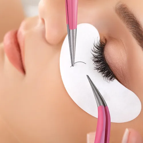 Vista 6 de Hotop 2 Piezas Pinzas de punta recta y curva para extensiones de pestañas, Herramientas de aplicación de pestañas postizas de acero inoxidable rosa.