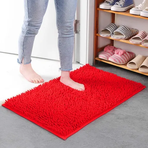 Vista 7 de Alfombra rectangular de baño tipo sloid, suave y absorbente, de felpilla, de microfibra, antideslizante, lavable a máquina, alfombra para puerta