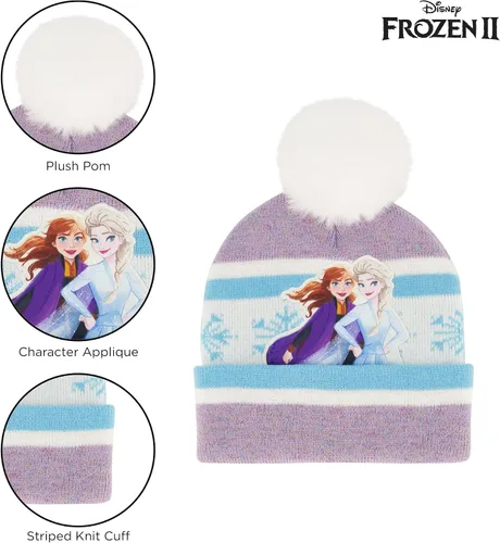 Vista 3 de Disney girls Winter Hat With Knit Mittens Set and Insulated Ski Ages 2-4 Or Frozen Knit Gloves and Glove Set Age 4-7