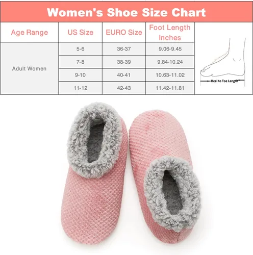 Vista 5 de Soft Fuzzy Slippers for Women Indoor, Warm Furry House Sock Shoes Fluffy Lined, Bedroom Booties Non-Slip Gripper Soles, Winter Cozy Christmas Gifts