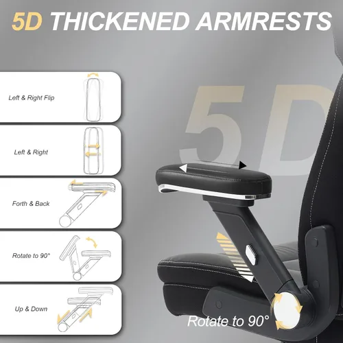 Vista 4 de Silla de oficina grande y alta, silla de oficina ancha de capacidad de 650 libras para personas pesadas, silla de oficina ergonómica de respaldo