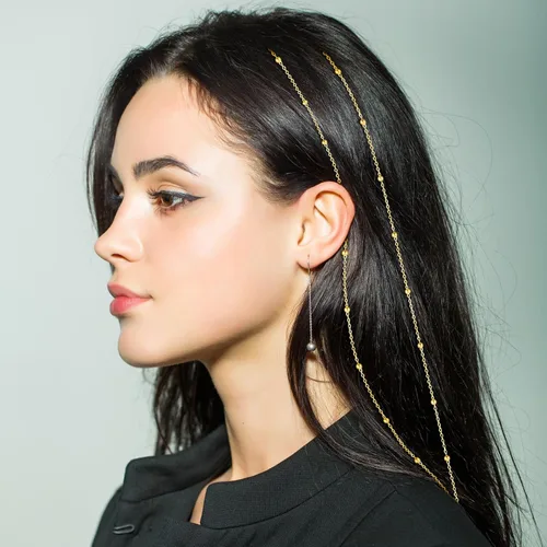 Vista 4 de Chunyin 6 Piezas Cadenas de Cabello con Diamantes de Imitación para Mujer Encanto de Perla Accesorios de Joyería para el Cabello con Diamantes