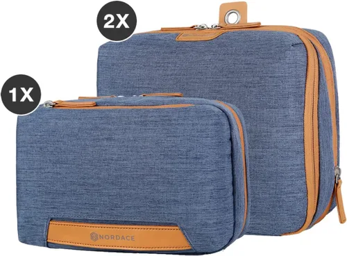 Vista 2 de Nordace Juego de organizadores de viaje para hombres y mujeres, 2 cubos de embalaje y 1 bolsa de lavado, duradero y resistente al agua (azul)