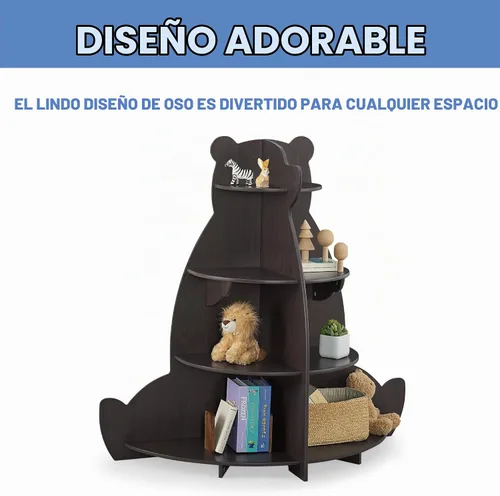 Vista 7 de Delta Children Estantería Bear - Certificado Greenguard Gold, nogal artesanal